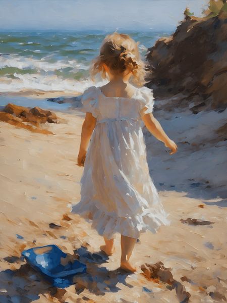 Impressionism child on the beach by Jolique Arte