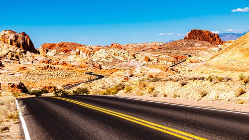Weg door rotsformaties in de Valley if Fire Nevada USA
