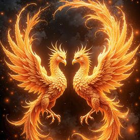 IGNIVARA - Twee feniks-tweelingen als symbool van eeuwig leven van INFERAURUM