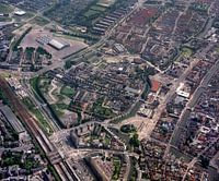 1985: Historische luchtfoto van de stad Leiden