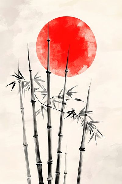 Bamboo in the sunset - Asian minimalist by Poster Art Shop