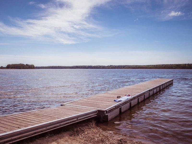 Bootssteg an einem See an der Mecklenburgische Seenplatte von Animaflora PicsStock