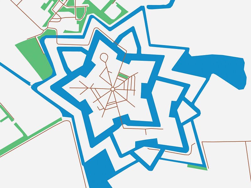 Map of Bourtange in the style Urban Ivory by De Kaartenwinkel