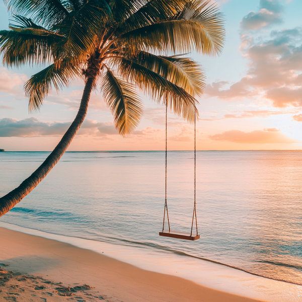 Swing on the beach by Poster Art Shop
