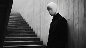 Gesichtsloser Mann an der Wand – modernes Panorama