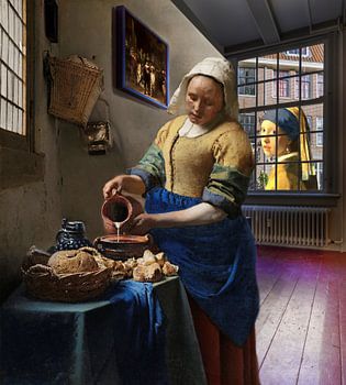 Het Melkmeisje krijgt bezoek van het Meisje met de parel