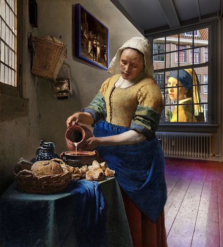 Het Melkmeisje krijgt bezoek van het Meisje met de parel