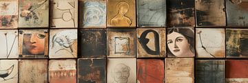 Vintage art tiles panorama by Digitale Schilderijen