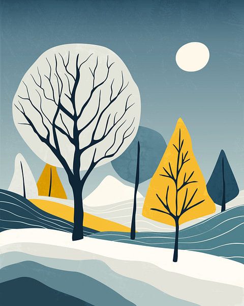 Abstract winterlandschap 9 van Tanja Udelhofen