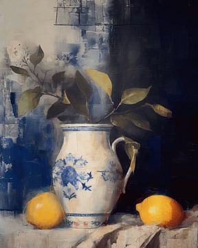 Still life Delft blue with lemons by Studio Allee