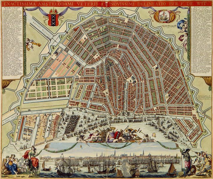 Map of Amsterdam (1688), Frederik de Wit by Masterful Masters