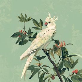 Cockatoo with light green background by StudioMaria.nl
