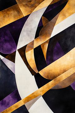 Abstract geometry in gold and purple by Poster Art Shop