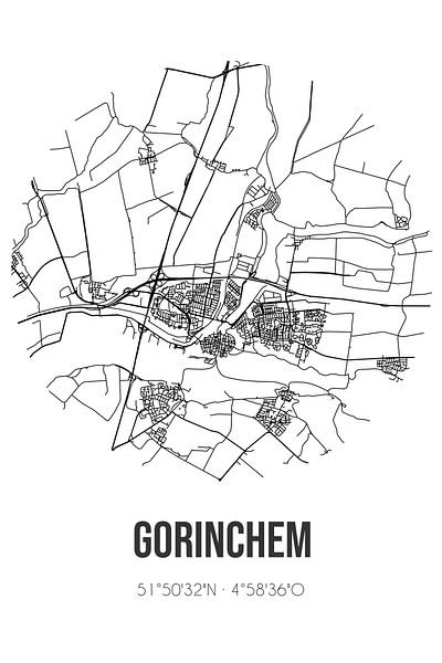 Gorinchem (South-Holland) | Map | Black and White by MyCityPoster