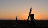 Molen "Hoogland" nabij Leeuwarden net na zonsondergang