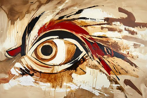 Abstract expressief schilderij van een oog