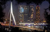 De Erasmusbrug in Rotterdam (Feyenoord ART Editie) van MS Fotografie | Marc van der Stelt thumbnail