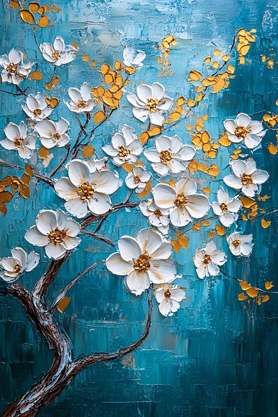 Flowering tree with gold accents by Art & Soul Creations