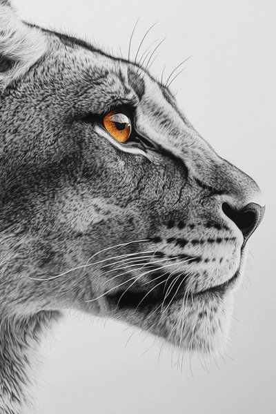 Majestic lioness with hypnotic orange gaze by Color Square