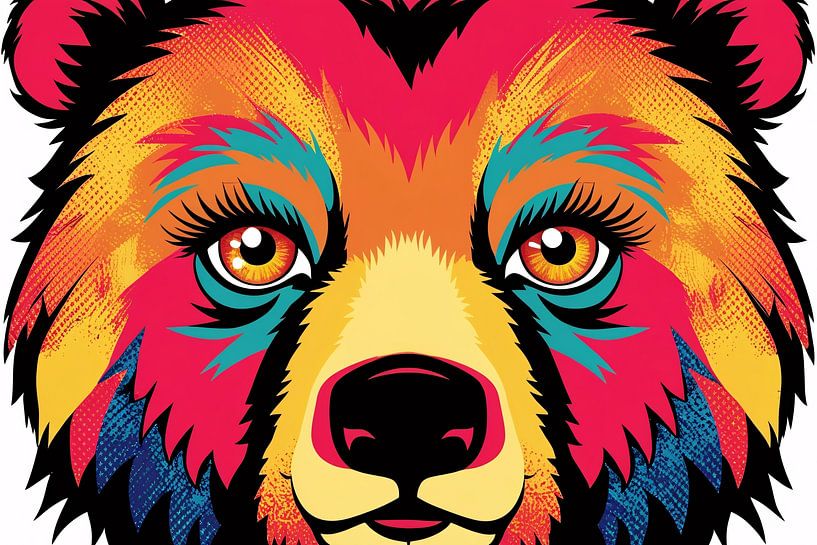 Colourful close-up of bear head by Art & Soul Creations