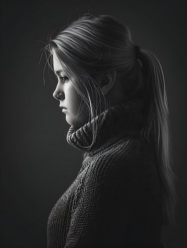 Black and white portrait of a woman