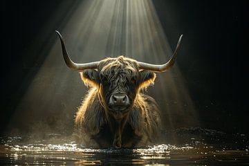 Higlander Cow in the Spot Light van Karina Brouwer