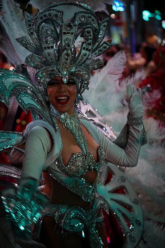 Kleurig nacht Portret van het Carnaval in Tenerife