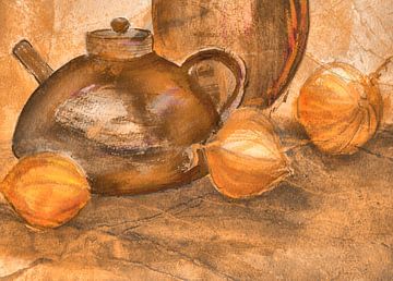 Kannen en uien klei op klei van Claudia Gründler