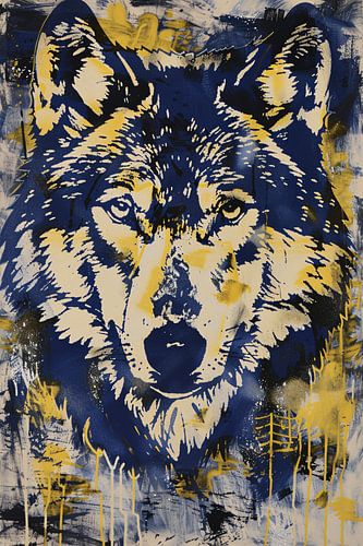 Moderne abstracte wolvenkunst in levendige kleuren