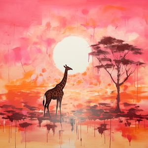 Giraffe bei afrikanischem Sonnenaufgang von Whale & Sons
