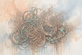 Abstract circles in soft shades