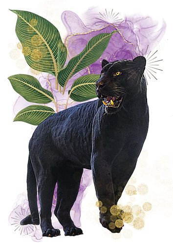 Zwarte panter vintage style van Postergirls
