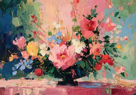 Bouquet de fleurs vibrant dans un vase sombre sur Niklas Maximilian