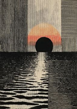 Abstracte zonsondergang aan het water van Niklas Maximilian