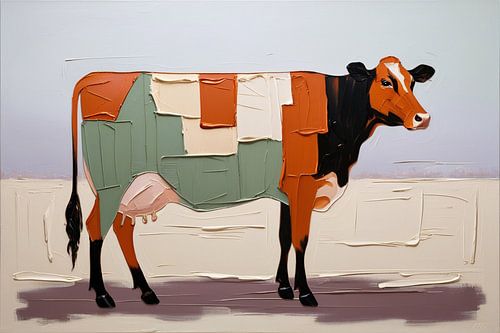 Abstracte kleurrijke koe kunstwerk