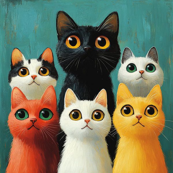 Ein farbenfrohes Katzenporträt von Lufy