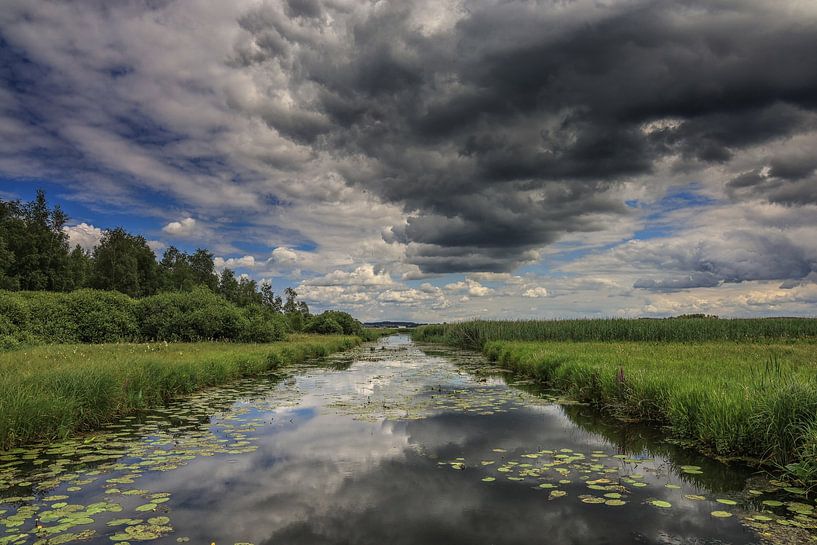 Dunkle Wolken über dem Federseekanal bei Bad Buchau - Baden Württemberg von BlattArt - Christine Horn
