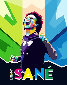 Dynamische Eleganz: Leroy Sané – Fußball-Wandposter | Moderne Fußballkunst für Fans