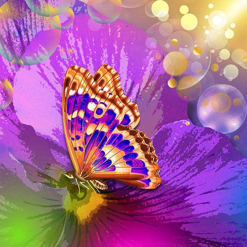 "Magic Butterfly on Flower"