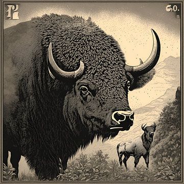 Bison ,Vintage-Stempel von Biljana Zdravkovic