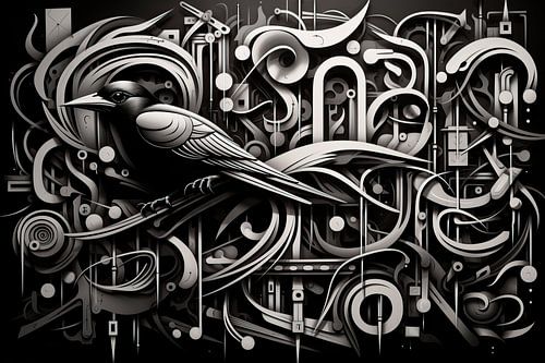 Vogel Kunstwerk | Monochromes Vogel-Tableau
