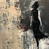 Femme en noir | Femme abstraite en mouvement sur Caprices d'Art