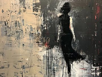 Vrouw in Zwart | Abstracte Vrouw in Beweging van Kunst Kriebels