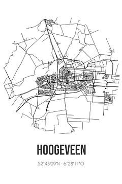 Hoogeveen (Drenthe) | Landkaart | Zwart-wit van MijnStadsPoster