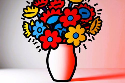 Fleurs dans un vase Pop Art