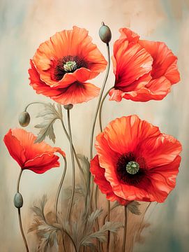 Rote Mohnblumen von Carla van Zomeren