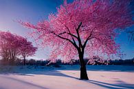 Winterlandschap met bloeiende kersenboom Illustratie van Animaflora PicsStock thumbnail