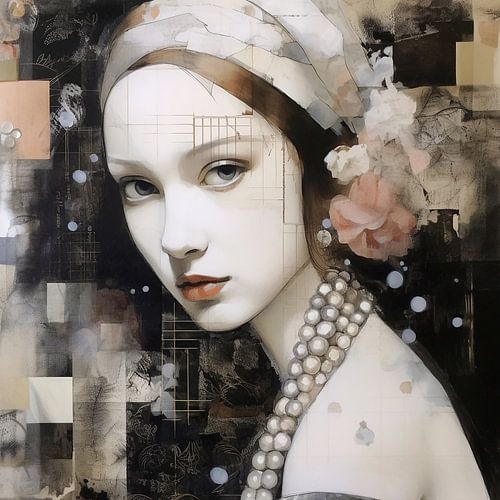 Mädchen, Blumen und Perlen