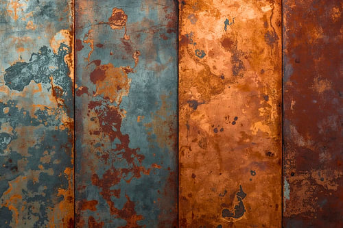 Oxidierte Metall-Panels – Industrial Rust & Patina Kunst
