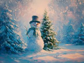 Schneemann | Schneemann Weihnachten von ARTEO Gemälde